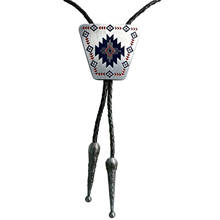 Vintage Bolo Tie Necktie Pendant Braided Leather Rope Necklace Western Rodeo 2024 - buy cheap
