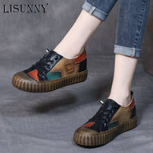 LISUNNY Genuine Cow Leather Handmade Women Sneakers Casual Flat Ladies Shoes Fashion Breathable Comfort Women's Flat Shoes 2024 - buy cheap