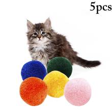 5 шт. помпон кошачьи игрушки интерактивный плюшевый красочные котенок мяч игрушка Кот Chase мяч кошачьи интерактивные игрушки для кошек 2022 - купить недорого