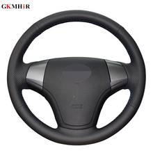 DIY Hand-stitched Black Artificial Leather Car Steering Wheel Cover For Hyundai Elantra 2008 2009 2010 Accessories 2024 - buy cheap