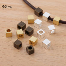 BoYuTe (200 Pieces/lot) 4*4*2.5MM Square Beading Beads Factory Direct Sale Diy Metal Brass Beads Jewelry Making Materials 2024 - buy cheap