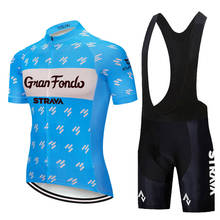 STRAVA-Conjunto de ropa de Ciclismo para hombre, Maillot de manga corta y pantalones cortos de secado rápido, color azul, para verano, 2021 2024 - compra barato