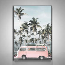 5d diy pintura diamante coqueiro paisagem ponto cruz quadrado diamante mosaico rosa ônibus do carro diamante bordado 2024 - compre barato