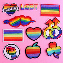 Apliques para roupas da pulaqi, bandeira do orgulho gay lgbt, patches bordados de ferro para roupas, adesivos para roupas, faça você mesmo 2024 - compre barato