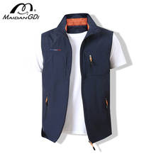 MAIDANGDI Men's Waistcoat Jackets Vest 2021 Summer New Solid Color Stand Collar Climbing Hiking Work Sleeveless With Pocket 2024 - buy cheap