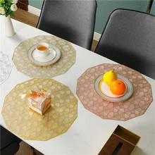 4/6pcs New Round polygonal rectangular pvc hollow western placemat hotel high-end non-slip heat insulation table mat coasters 2024 - buy cheap