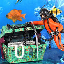 Fish Tank Aquarium Decor For Undersea Treasure Chest Diver Home Ornaments Landscape Aquarium Accessories aquarium decoration 2024 - buy cheap