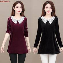 Women Winter Spring Basic Wear Elegant Office Lady Work Hollow Out White Lace Peter Pan Collar Tunic Tops And Blouses 2024 - buy cheap