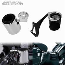 Suporte de copo para guidão de motocicleta com suporte de metal preto bebida + suporte de copo ajustável cromado para harley touring electra glide cvo 2024 - compre barato