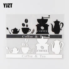 YJZT 17,9 × 7,1 см, мультяшное художественное украшение кофе и чая, Виниловая наклейка, автомобильная наклейка, черный/серебристый 4C-0386 2024 - купить недорого