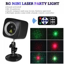 Miniproyector láser de mano con luz LED, lámpara de mano con 32 patrones, rojo y verde, Control remoto, carga USB, para fiesta, Club, discoteca, KTV 2024 - compra barato