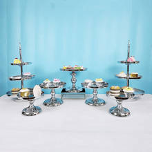 1pcs -11pcs silver miror wedding cake stand 3 tiers cupcake stand 2024 - buy cheap