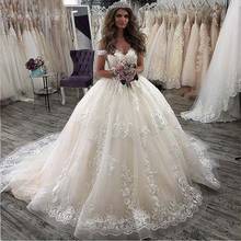 YIWUMENSA Luxury Arabic V Neck Champagnes Wedding Dress Off The Shoulder Lace up Boho Bridal Gowns Princess Vestidos De Novias 2024 - buy cheap