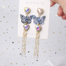 Корейские серьги MWSONYA в форме сердца с фиолетовыми бабочками, серьги-подвески для женщин, жемчужные серьги с кисточками, ювелирные изделия в подарок 2024 - купить недорого