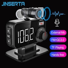 JINSERTA Bluetooth 5.0 FM transmitter MP3 player Lossless TF music Play QC3.0 fast charge External Microphone Support Siri 2024 - buy cheap