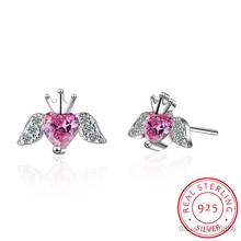 Womens 100% 925 Sterling Silver Jewelry Fashion Charm Angel Wings Stud Earrings Birthday Gift for Girls Kids Lady DS1519 2024 - buy cheap