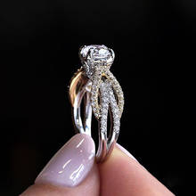 USTAR Luxury Shiny Cubic Zirconia Engagement Rings for women Rose gold/ Elegant wedding Rings Female Bijoux Bague Anel 2024 - buy cheap