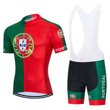 Conjunto de roupa de ciclismo da equipe portugal 2021, camisa de gel 9d, roupas para bicicleta mtb, culote curto, masculina 2024 - compre barato