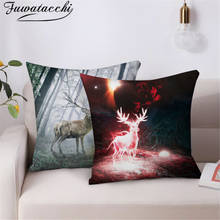 Fuwatacchi Christmas Deer Photo Cushion Cover Elk Animals Printed Pillow Cover for Home Sofa Decor Pillowcases Fundas De Cojines 2024 - buy cheap