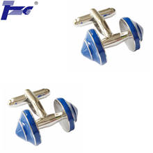 Blue Dumbbell Cufflink Cuff Link 2 Pairs Free Shipping Promotion 2024 - buy cheap