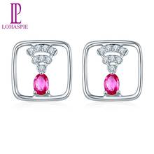 LP Customized Diamond Stud Earrings For Woman 14K 18K White Gold Earrings Natural Ruby Fine Jewelry For July Birthday Gift 2024 - buy cheap