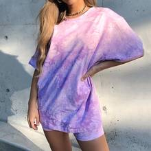 Short Sets Women Leisure elegance Casual O Neck Short Sleeve T-shirt Shorts Tie Dye Two Piece Sports Outfits Women's Clothing 2024 - buy cheap