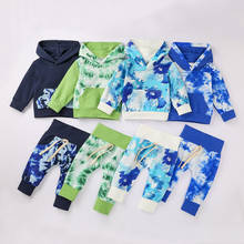 Baby Clothes Set Tie Dye Print Autumn New Fashion Boy Long Sleeve With Hooded Pullover Sweatshirt + Pants 2pcs Outfit For Kids 2024 - buy cheap