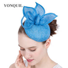 Sinamay-tocado nupcial de imitación para mujer, sombrero azul claro para evento, ocasión, iglesia, Derby, DE, boda, carrera 2024 - compra barato