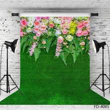 Фон для фотосъемки с изображением розовых цветов зеленой травы стены занавески фон для фотосъемки фон для детской портретной фотосъемки 2024 - купить недорого