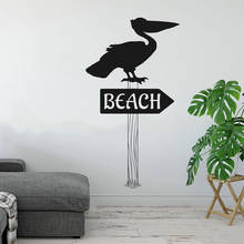 Tropical pelicano na praia sinal mar pós adesivo de parede vinil decoração para casa design arte quarto decoração interior decalques papel de parede 4582 2024 - compre barato