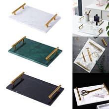 Nordic Style Gold-Plated Handle Marble Storage Tray Bathtub Tray Sushi Plate Marble Tray for Kitchen Marble Jewelry Organizer 2024 - buy cheap