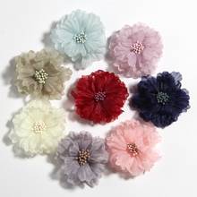 60PCS 5CM 2" New Fashion Blossom Fabric Flowers With Matches Center Handmade Beauty Sunflower Hair Flower For Headbands Bouquet 2024 - buy cheap