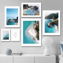 Pintura sobre lienzo de plantas acuáticas, imágenes de decoración para sala de estar, mar, olas, islas, Bahía, arrecife, playa, impresiones 2024 - compra barato