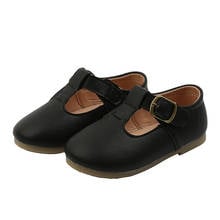 Toddlers Girls Leather Shoes Flat Soft PU Leather Kids Flats Children's T-strap Shoes Cut-outs Simple Classic Design 2022 Autumn 2024 - buy cheap