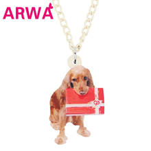 Bonsny de acrílico de Navidad Golden Retriever perro caja de regalo collar cadena colgante Animal joyería para mujer niña adolescente decoración regalo 2024 - compra barato