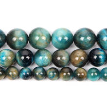 6-12mm Natural Stone Bead For Jewelry Making DIY Smooth Round Blue Tiger Eye Stone Loose Beads Charm Bracelet Necklace Handmade 2024 - buy cheap