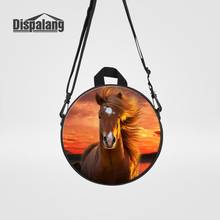 Dispalang Brown Horse Printing Mini Crossbody Bag Toddler Customize Messenger Bags Women Round Bag For Traveling Girl Rucksack 2024 - buy cheap