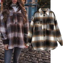 2020 england vintage Flannel oversize thick blouse women blusas mujer de moda 2020 kimono shirt womens tops and blouse 2024 - buy cheap
