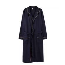 PLUS SIZE Men Robe Cotton Sleepwear Kimono Bathrobe Gown Navy Blue Male Nightwear Loose Casual Home Wear Long Sleeve Loungewear 2024 - buy cheap
