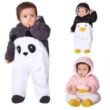 Macacão de inverno para bebês recém-nascidos, fantasia de panda, frente única, macacão com capuz, roupas infantis para meninas, 12 meses 2024 - compre barato