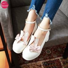 Spring Autumn Sweet Lolita Rabbit Ears Shoes Girls Pumps Single Med Heel Student Party Cosplay 2021 Fashion Tide Dropshipping 2024 - buy cheap