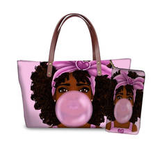 Cusotm Print 2pcs Handbags Set for Women Black Art african  Girls Printing Beach Bags Ladies Hand Bag&Purse Female Totes 2024 - buy cheap