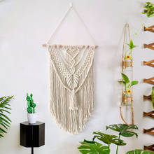 Macrame tapeçaria parede pendurado boêmio chique artesanato tassel tecido tapeçaria decoração para sala de estar quarto 50x80cm 2024 - compre barato