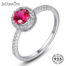 Jellystory-Anillo de Plata de Ley 925 para mujer, anillos creativos de rubí para fiesta de boda, anillo redondo de piedras preciosas Rojas, joyería de regalo, tamaño 6-9 2024 - compra barato
