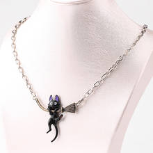 Kiki-collar con colgante de gato negro, joyería de moda, collares esmaltados 2024 - compra barato