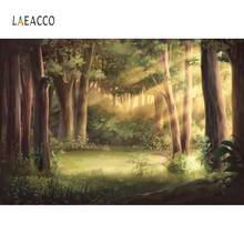 Laeacco-fondos fotográficos de vinilo personalizados para estudio fotográfico, fondos de fotografía de Selva, luz solar, pastizales, árboles, bosque 2024 - compra barato