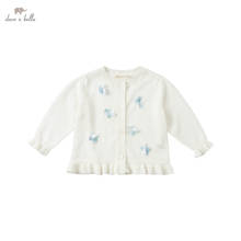 DBM17569 dave bella/Модный летний кардиган с цветочной аппликацией для маленьких девочек; Пальто для малышей; Милый вязаный свитер для детей 2024 - купить недорого
