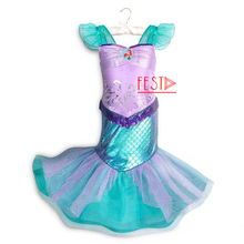 Fantasia sexy para meninas 2021, vestido de princesa, a pequena sereia, traje de verão, praia, vestido de sereia 2024 - compre barato