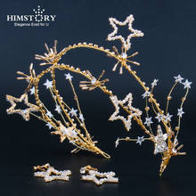 HIMSTORY Fashion Gold Star Hairband Women Sweet Flower Wedding Hair Accessories Tiara Elegant Girls Headband Headwear Jewelry 2024 - buy cheap