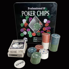 Conjunto de chips texas para pôquer, 100 peças, placa integrada para cinema, lazer, com caixa 1/5/10/25, quatro circuitos 2024 - compre barato